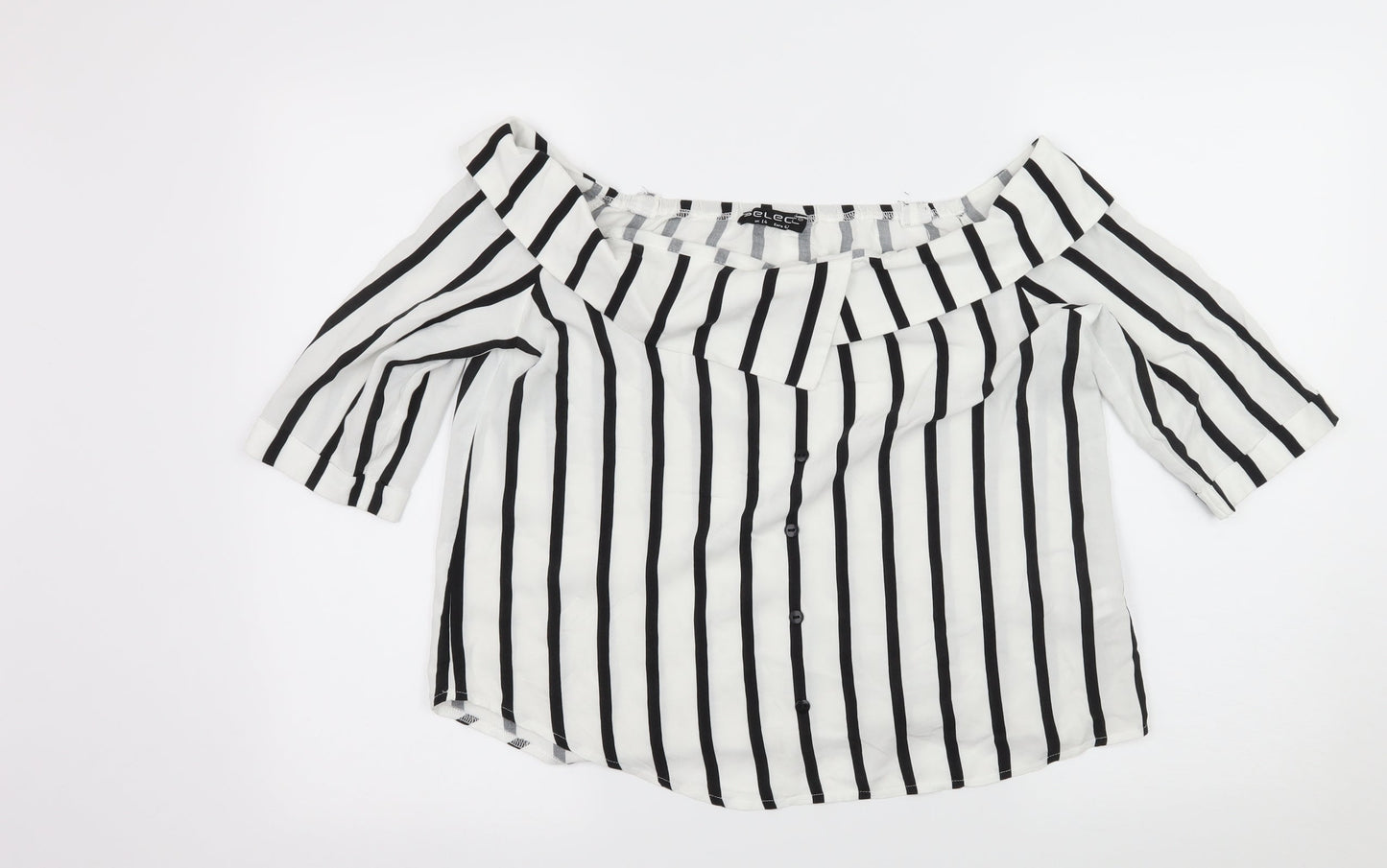Select Womens White Striped  Basic Blouse Size 14
