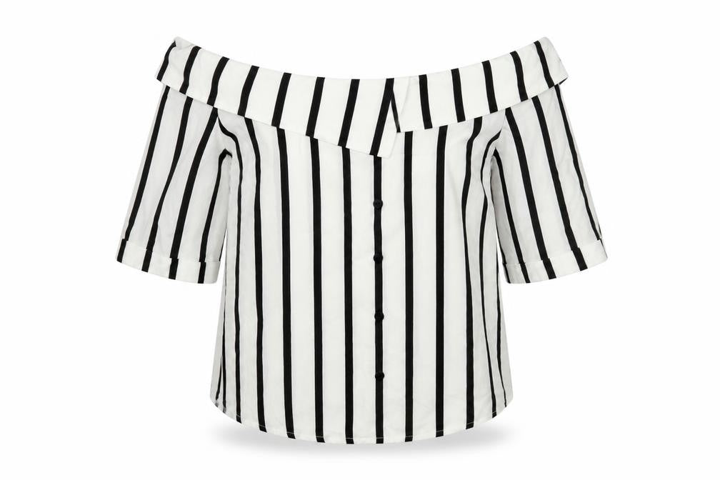 Select Womens White Striped  Basic Blouse Size 14