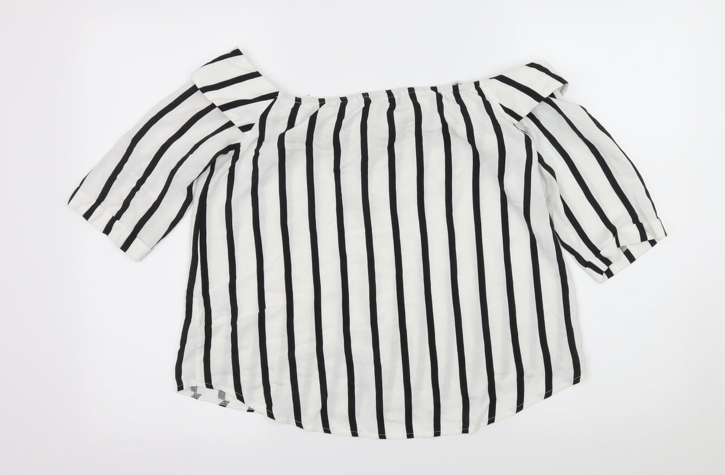Select Womens White Striped  Basic Blouse Size 14