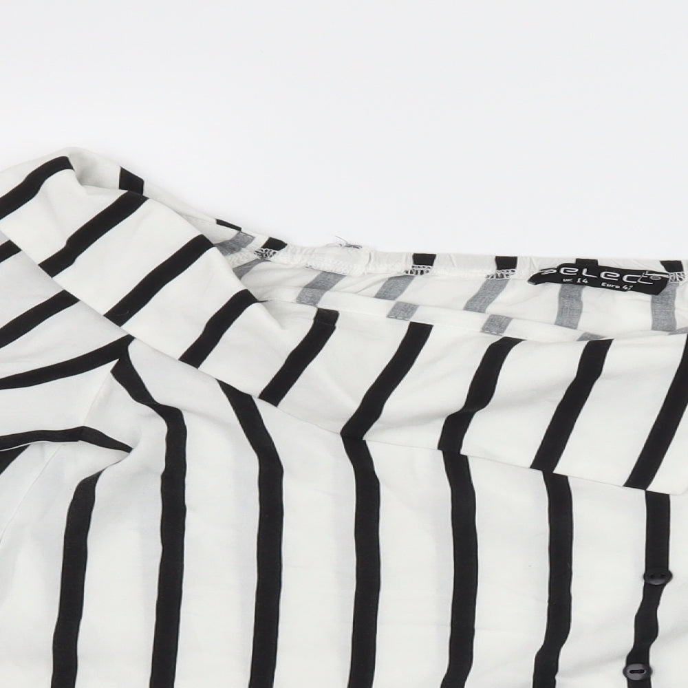 Select Womens White Striped  Basic Blouse Size 14