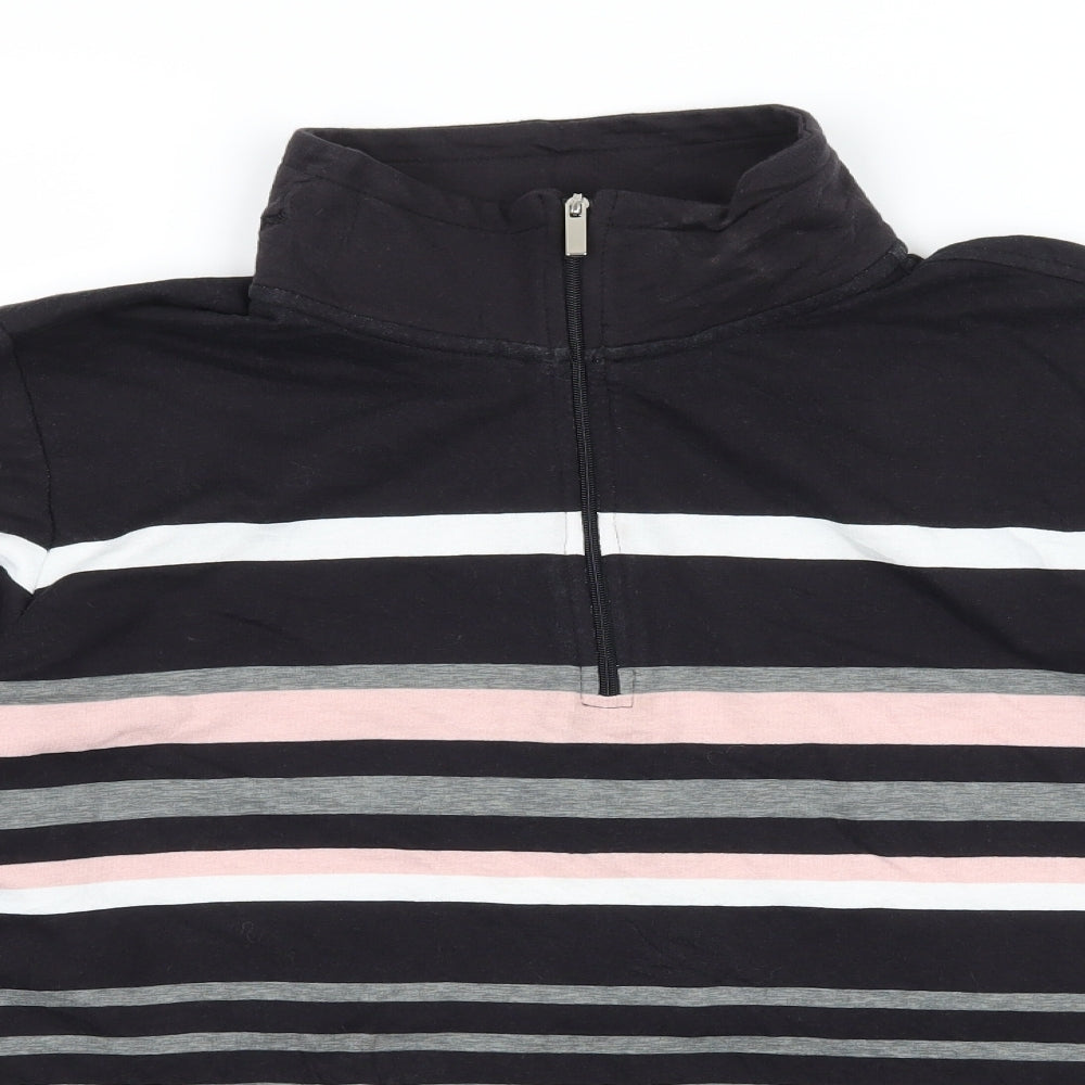 Croft & Barrow Womens Black Striped Jersey Pullover Sweatshirt Size M