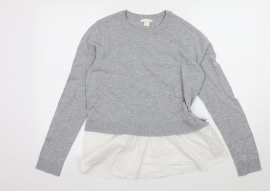 H&M Womens Grey  Knit Pullover Jumper Size M