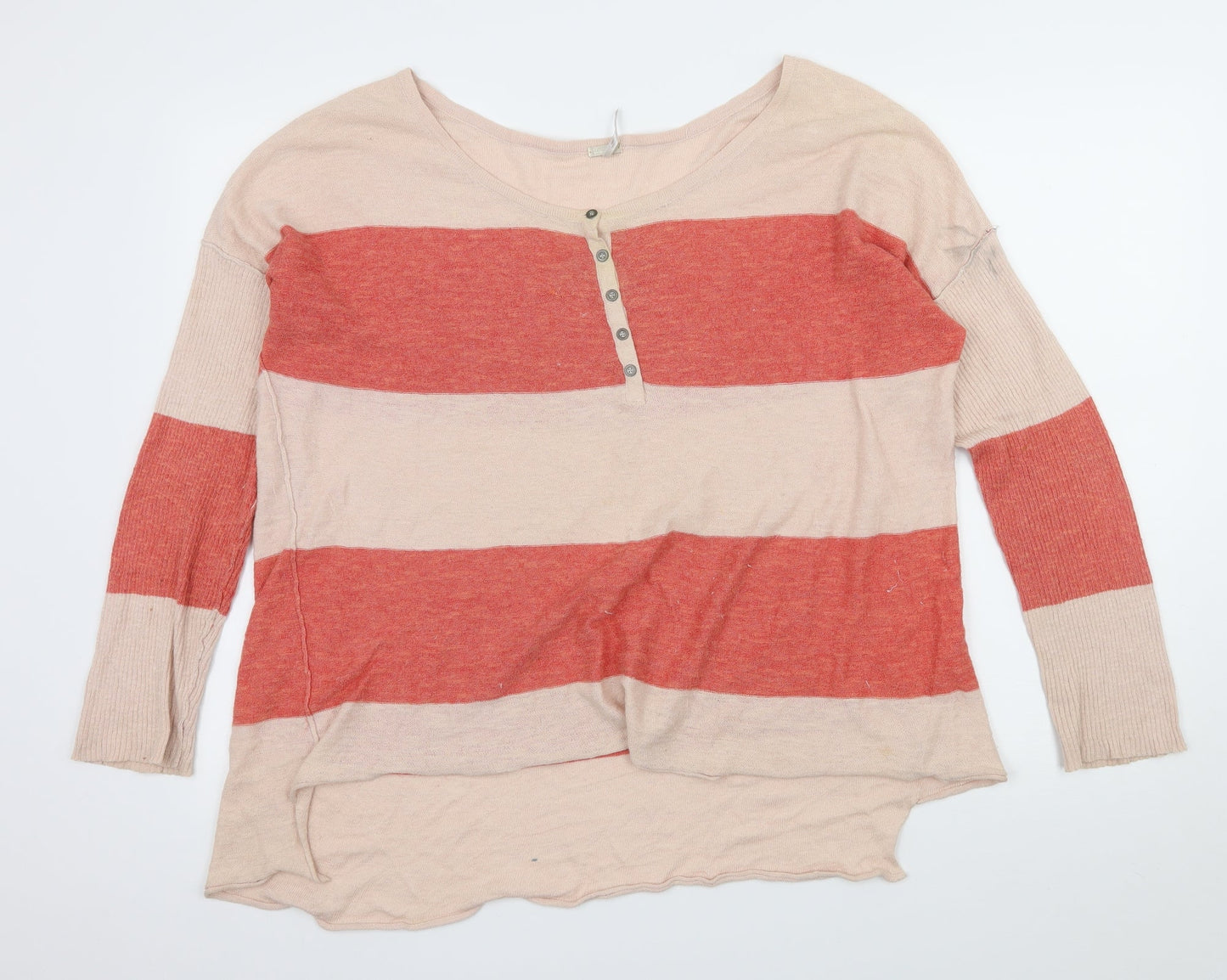 FP Beach Womens Pink Striped Knit Pullover Jumper Size S