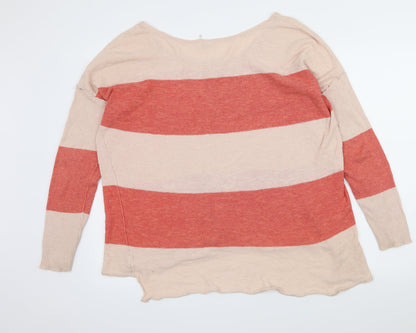 Preloved FP Beach Womens Pink Striped Knit Pullover Jumper Size S - Back