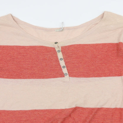 Preloved FP Beach Womens Pink Striped Knit Pullover Jumper Size S - Detail