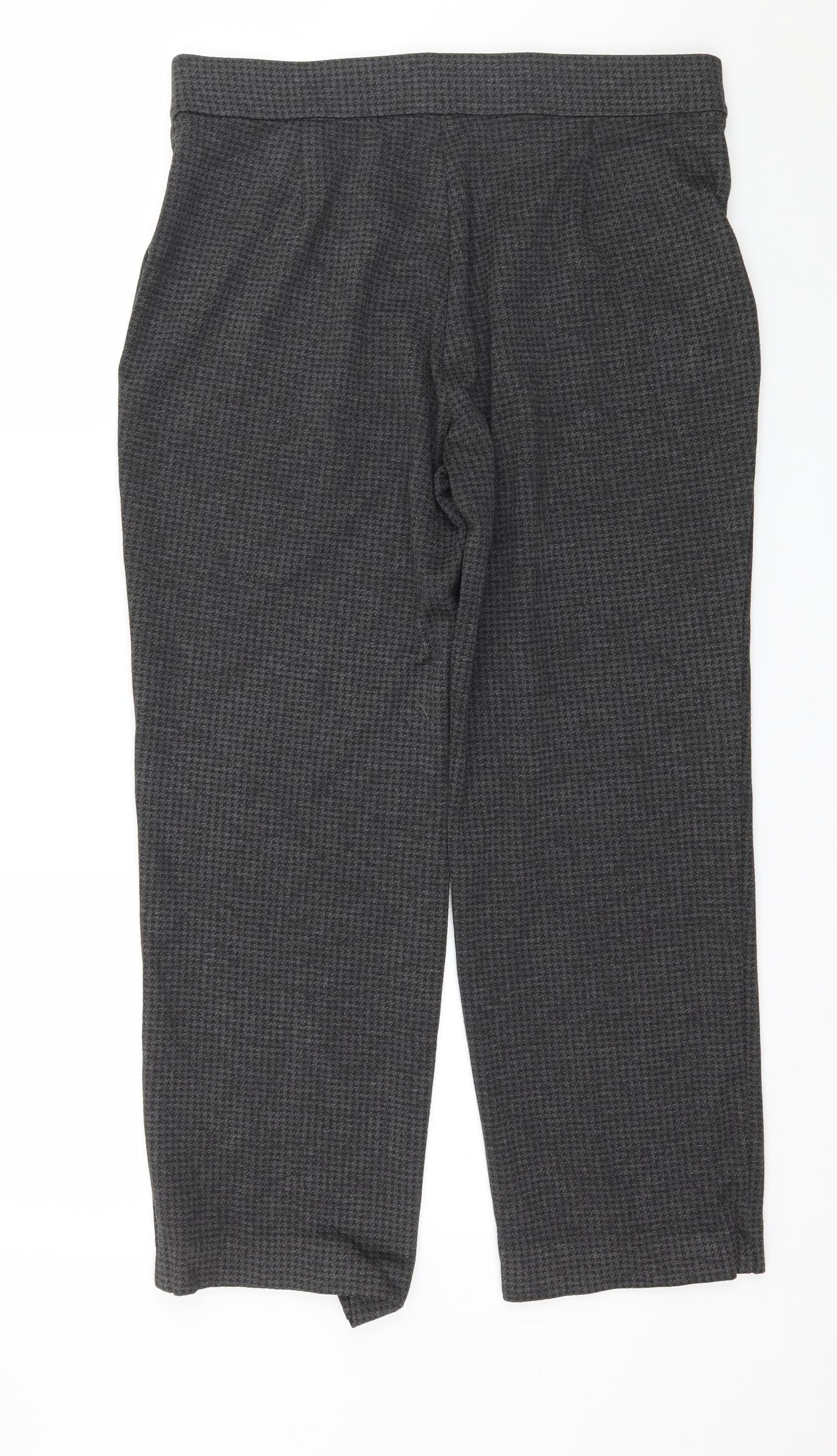 Marks and Spencer Womens Grey Houndstooth  Trousers  Size 14 L25 in