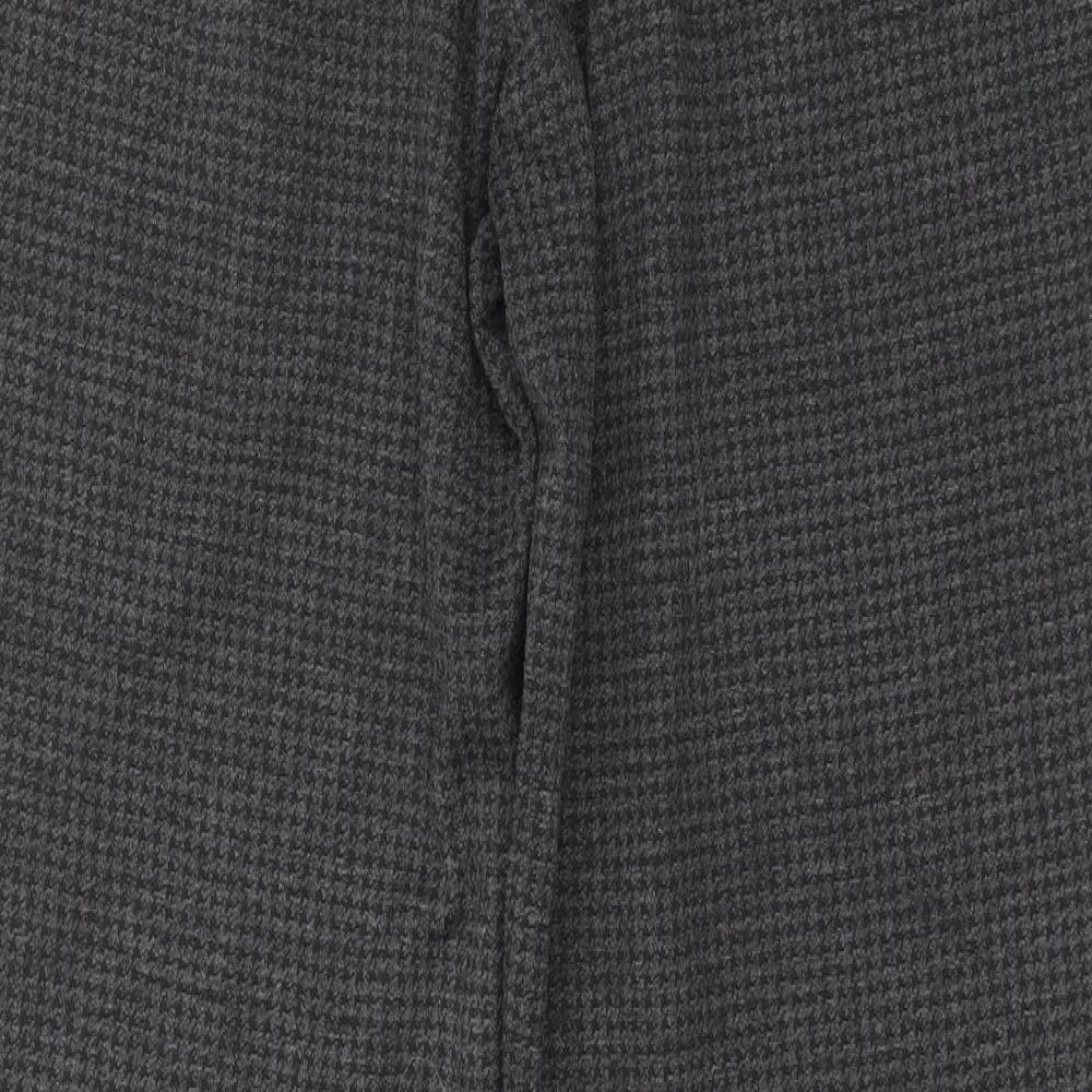 Marks and Spencer Womens Grey Houndstooth  Trousers  Size 14 L25 in