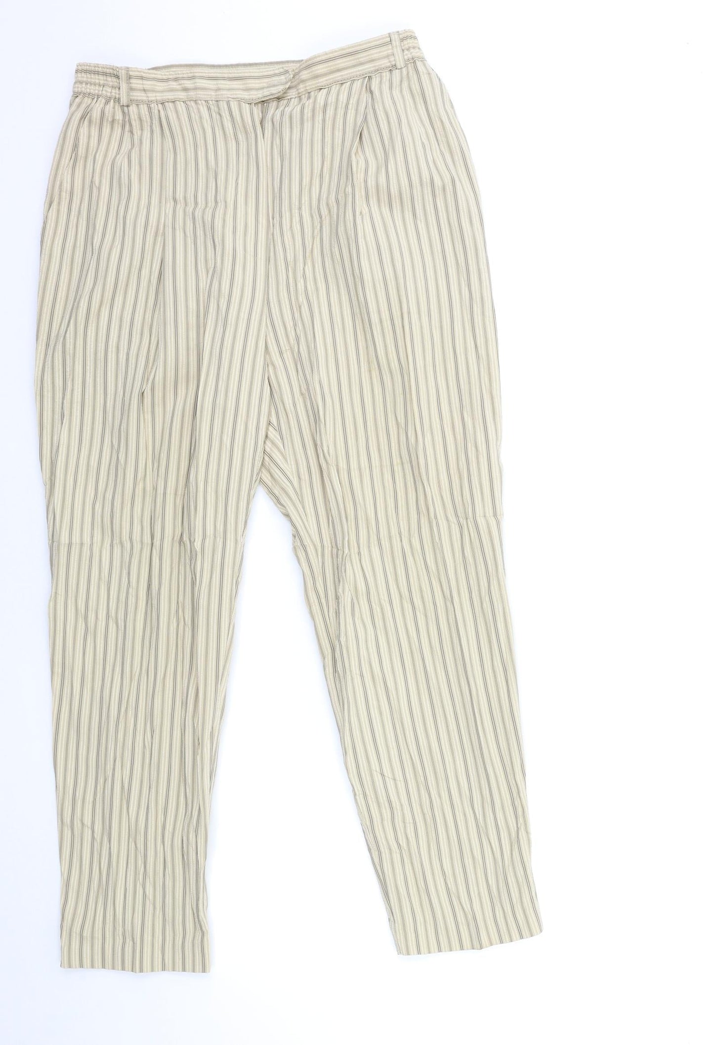 Marks and Spencer Womens Beige Striped  Trousers  Size 30 in L28 in