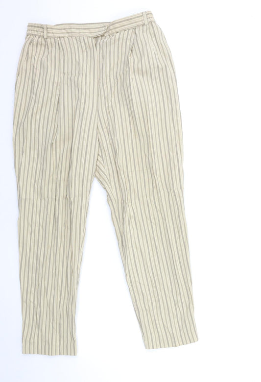 Marks and Spencer Womens Beige Striped  Trousers  Size 30 in L28 in