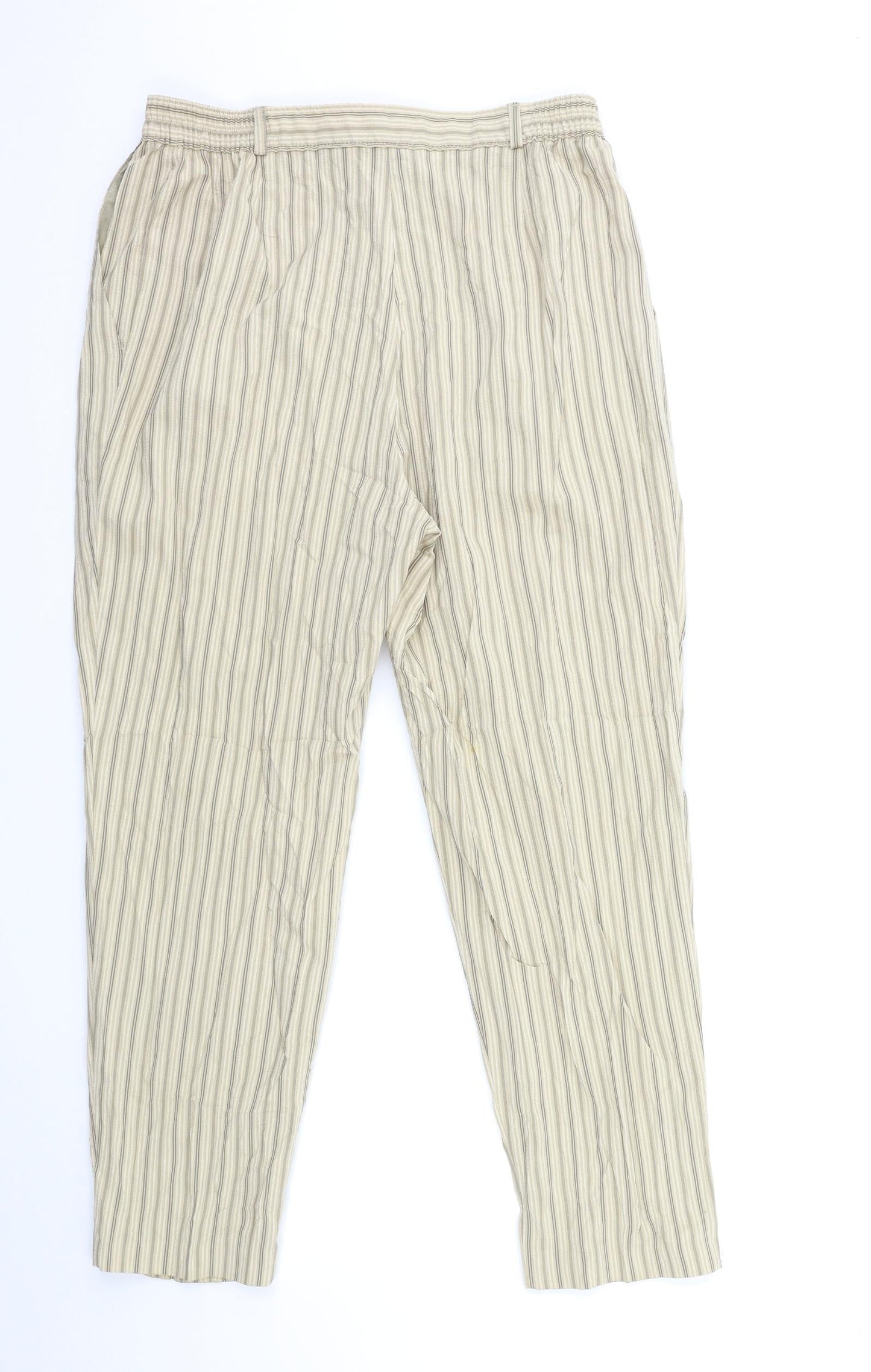 Marks and Spencer Womens Beige Striped  Trousers  Size 30 in L28 in