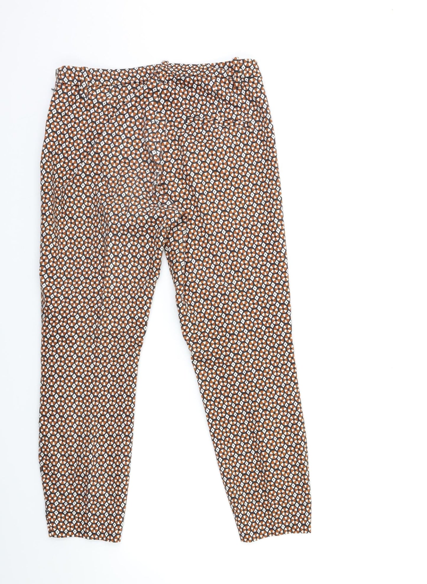 H&M Womens Brown Geometric  Trousers  Size 28 in L26 in