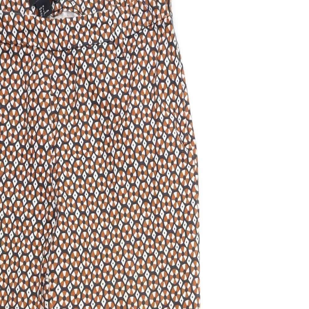 H&M Womens Brown Geometric  Trousers  Size 28 in L26 in