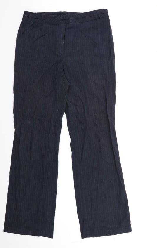 Marks and Spencer Womens Blue Striped  Trousers  Size 14 L31 in