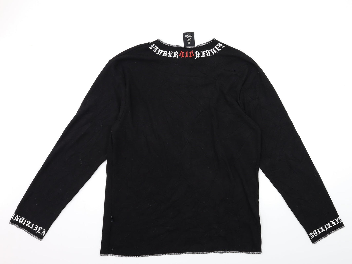 fibber Womens Black  Knit Pullover Jumper Size L