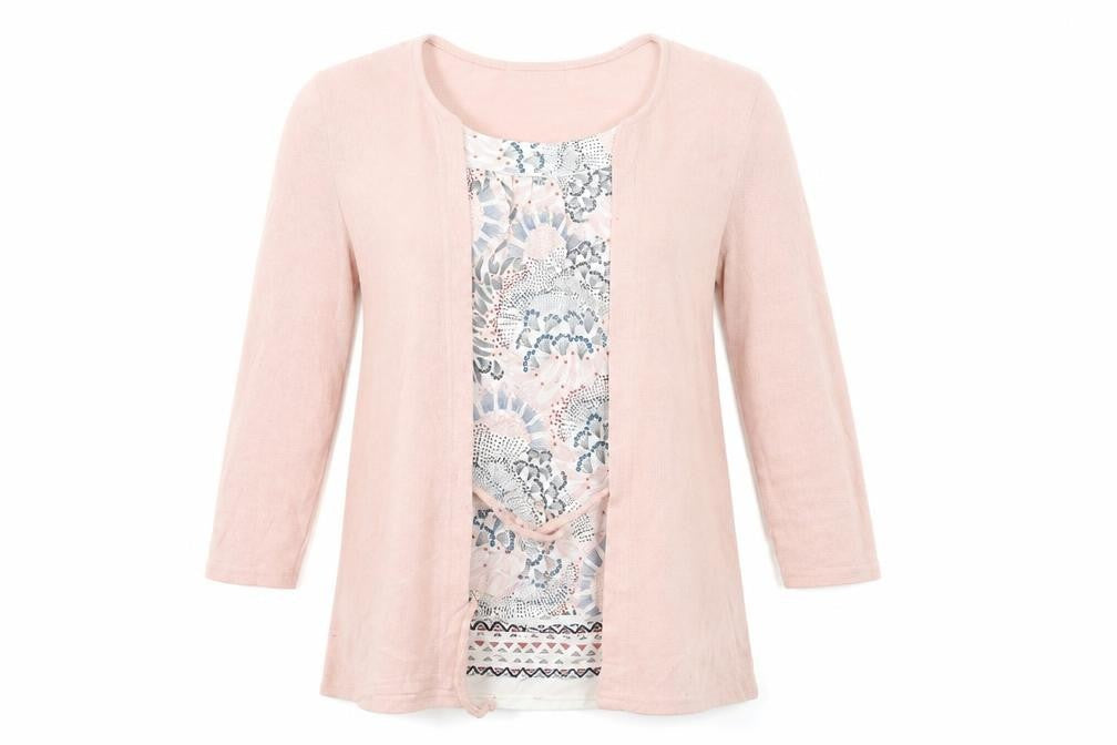 afibel Womens Pink Floral Knit Cardigan Jumper Size 14