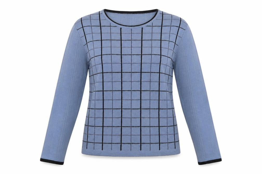 m3m Womens Blue Check  Pullover Jumper Size S