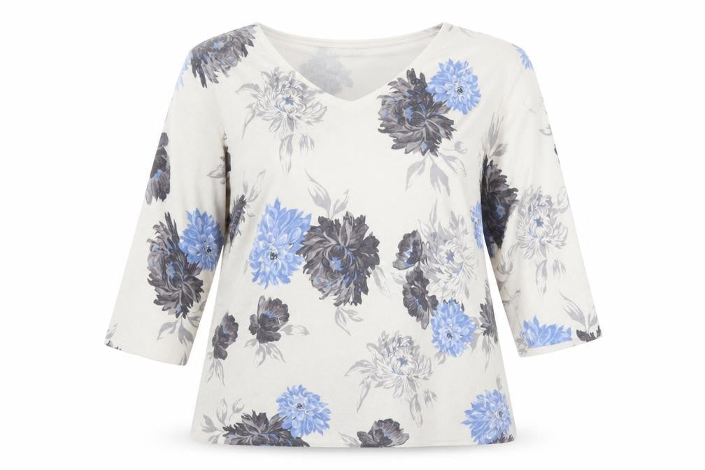 BM Womens White Floral  Basic T-Shirt Size L