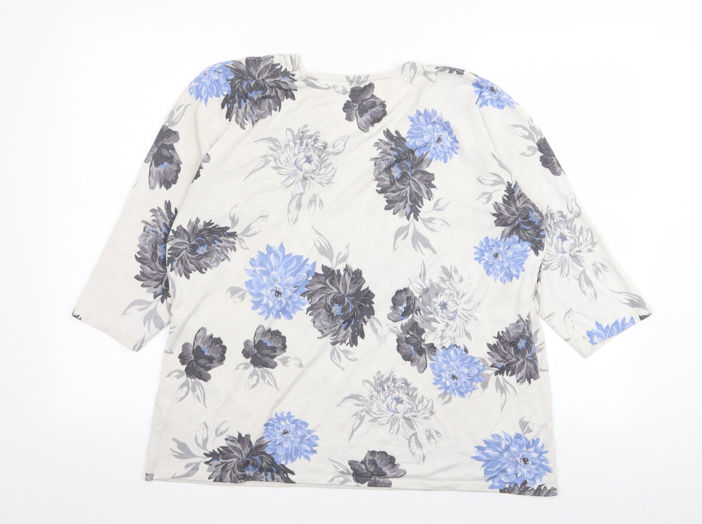BM Womens White Floral  Basic T-Shirt Size L