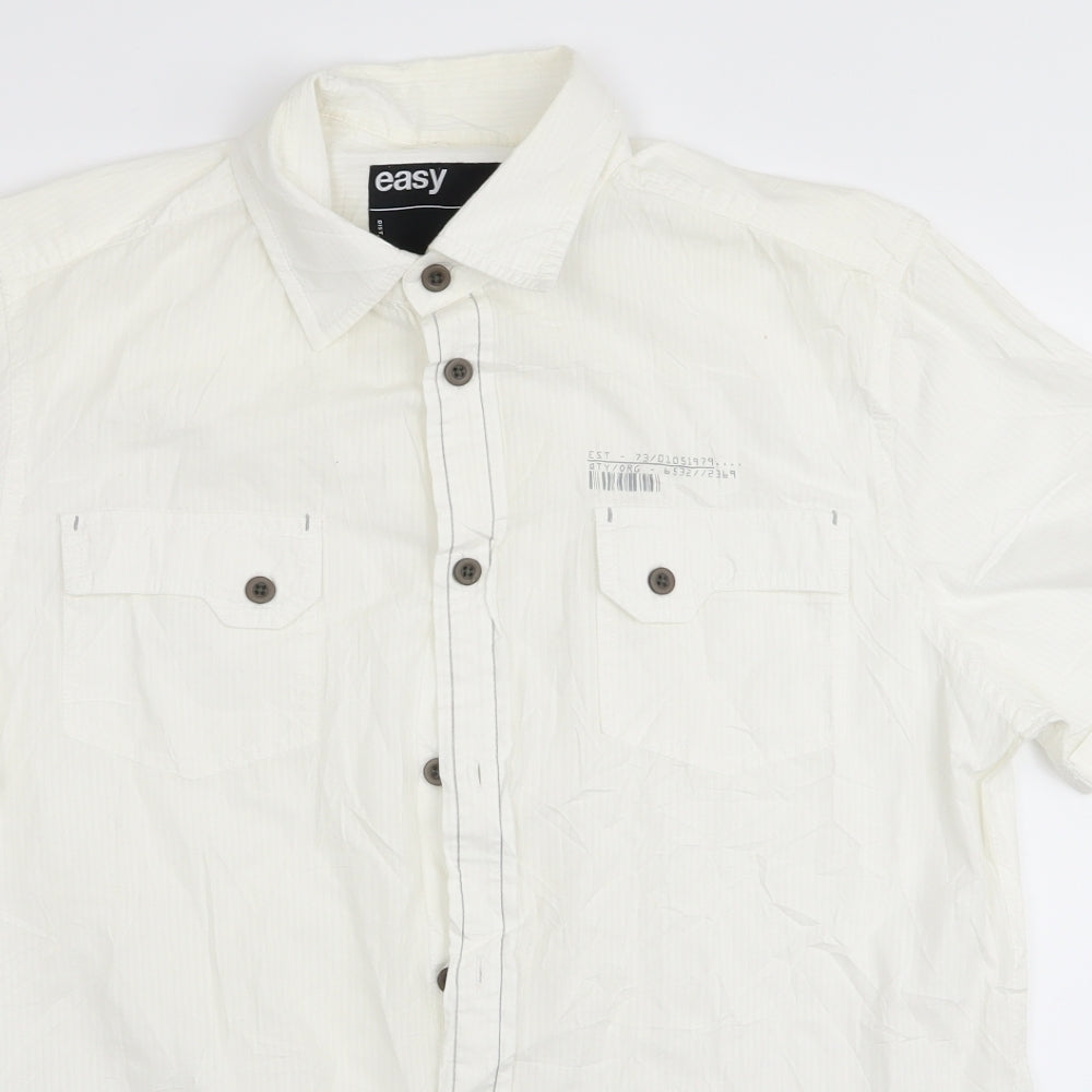 Easy Mens White    Button-Up Size M