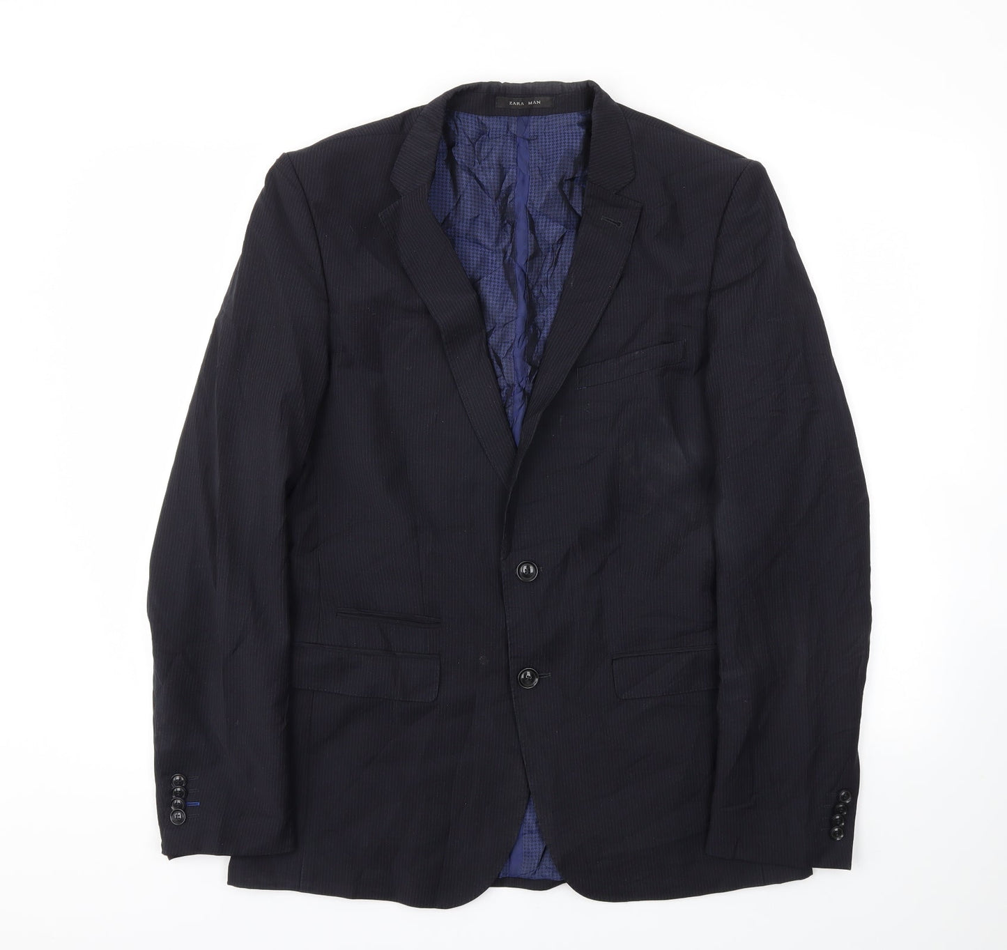 Zara Mens Blue Striped  Jacket Blazer Size 38