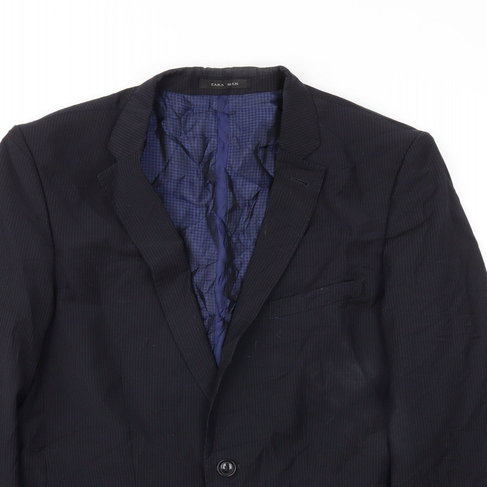 Zara Mens Blue Striped  Jacket Blazer Size 38
