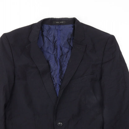 Zara Mens Blue Striped  Jacket Blazer Size 38