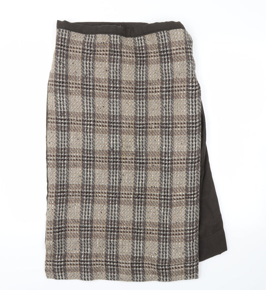 Preworn Womens Brown Check  Flare Skirt Size 34