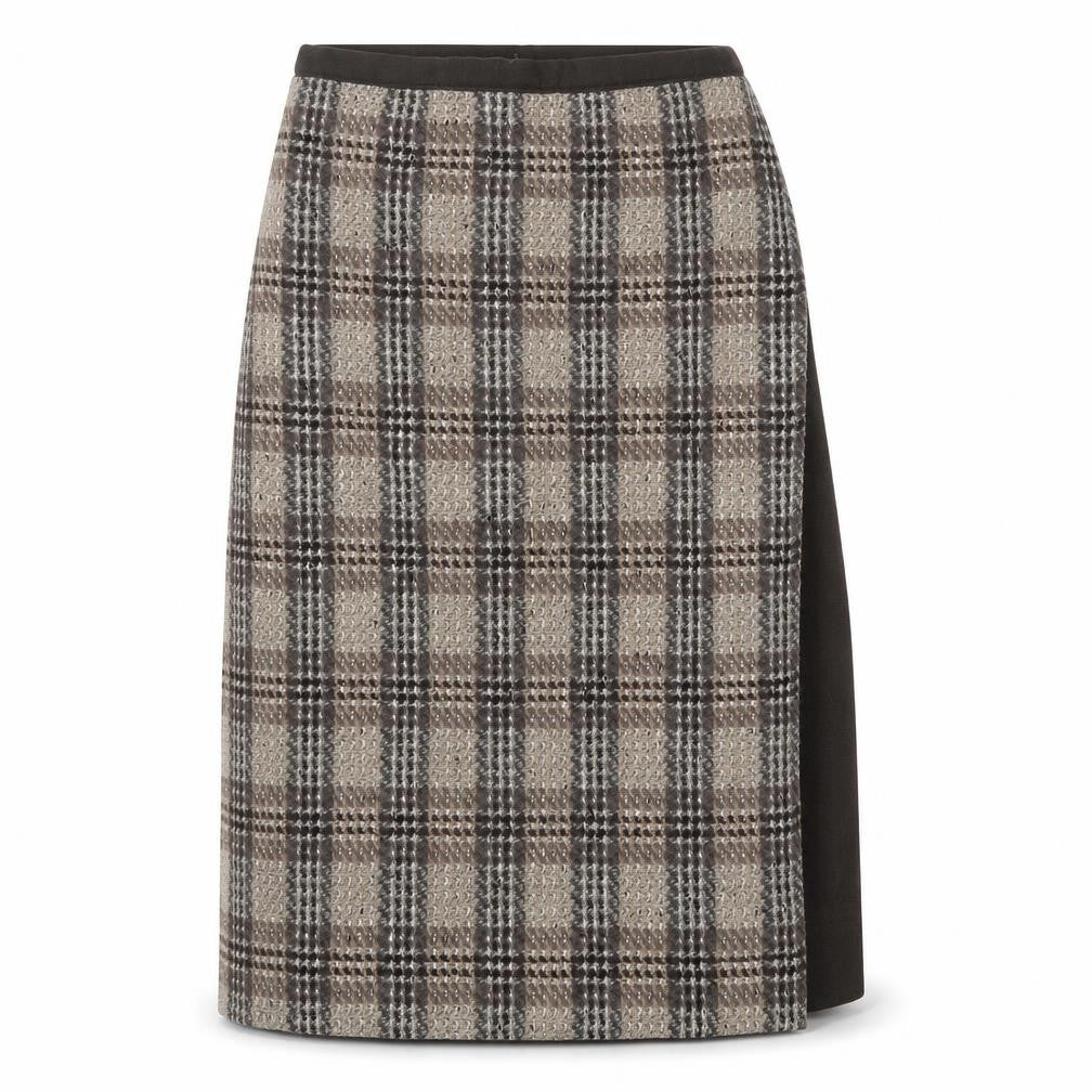 Preworn Womens Brown Check  Flare Skirt Size 34