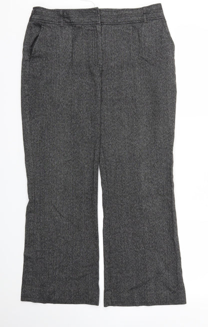 Additional front view of Soon women’s grey trousers, size UK 14, 28-inch leg