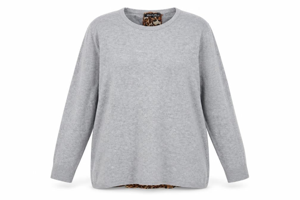 MISSLADY Womens Grey Animal Print  Pullover Jumper Size XL