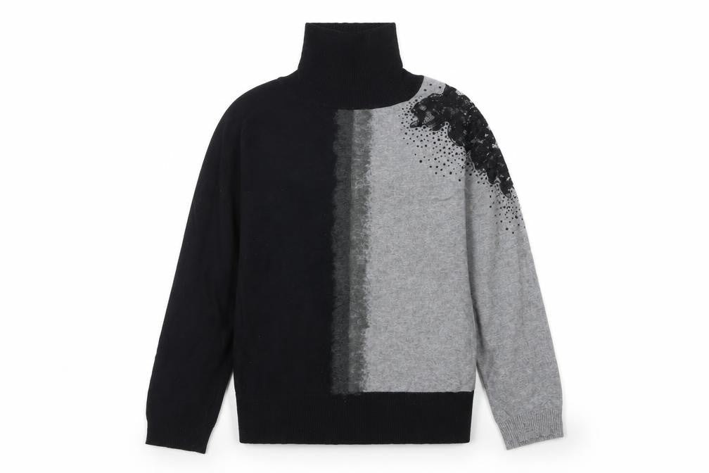 CRISTINA Womens Grey Floral  Pullover Jumper Size XL