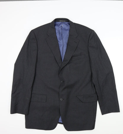 Greenwoods Mens Grey Striped  Jacket Suit Jacket Size XL