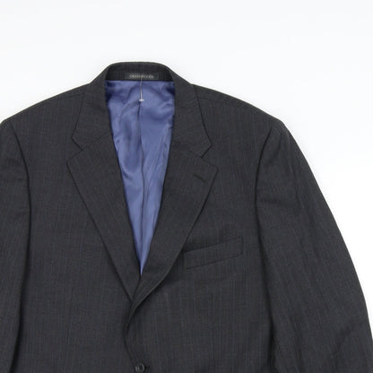 Greenwoods Mens Grey Striped  Jacket Suit Jacket Size XL