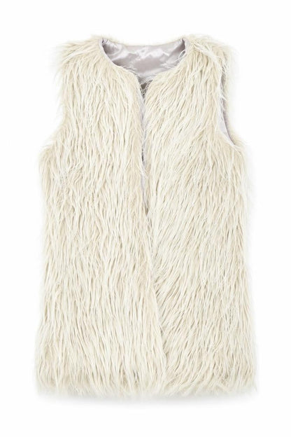 Front view of F&F girls’ beige colourblock basic jacket waistcoat, size 7, years