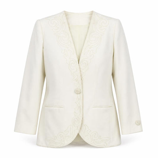 Kasper Womens Beige Colourblock  Jacket Blazer Size 8  - Embroidered