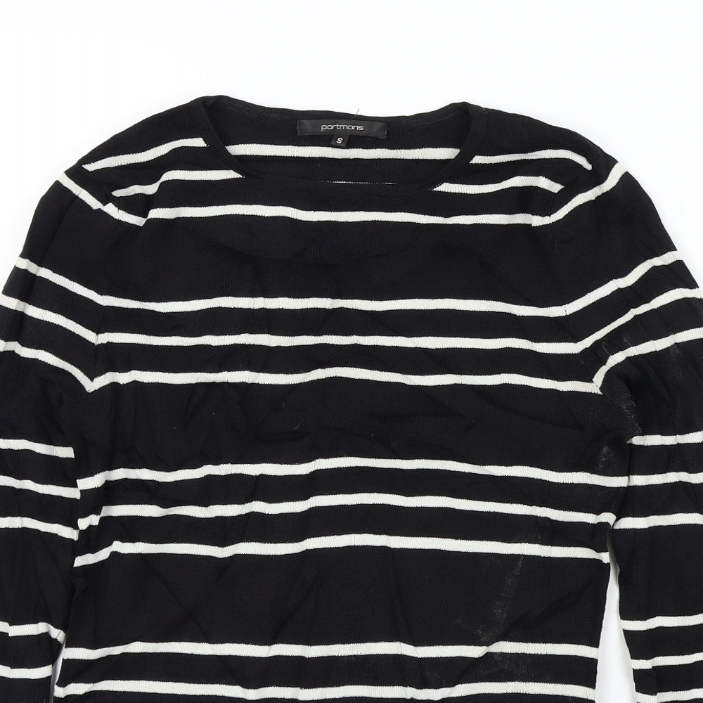 Portmans Womens Black Striped  Pullover Jumper Size S