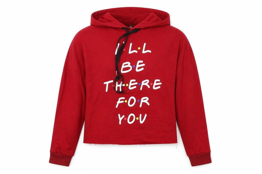 Preworn Girls Red Colourblock  Pullover Hoodie Size S