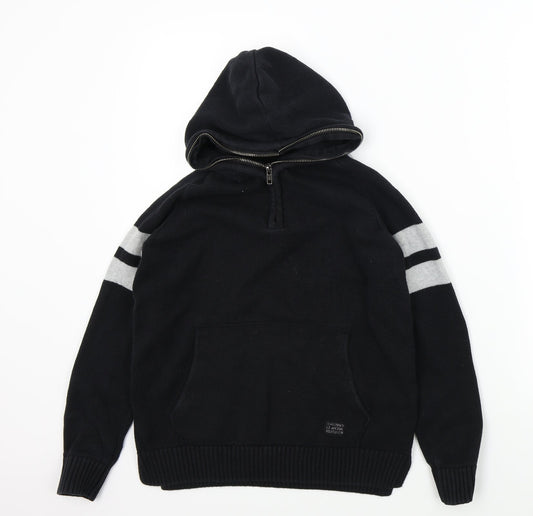 H&M Boys Black Colourblock  Pullover Hoodie Size 11-12 Years