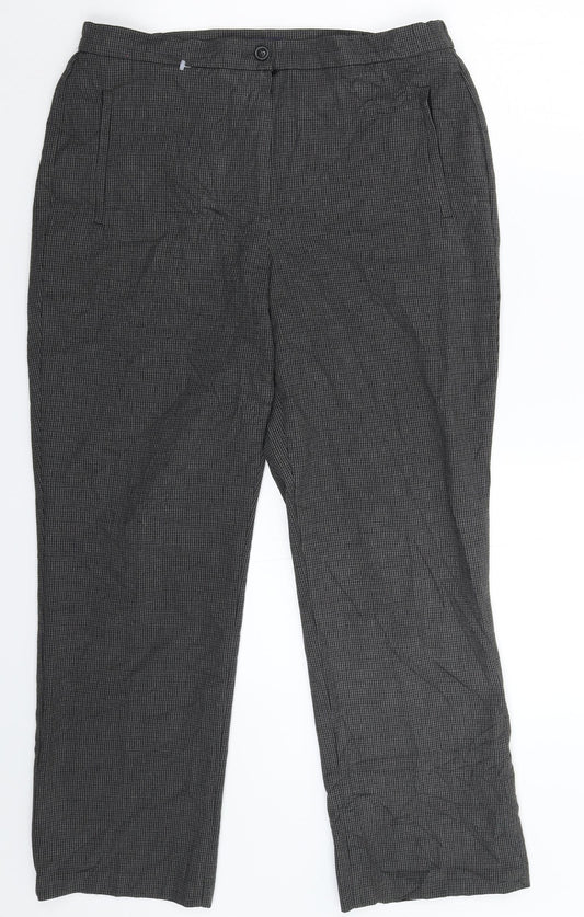 Marks and Spencer Womens Grey Houndstooth  Trousers  Size 12 L27 in