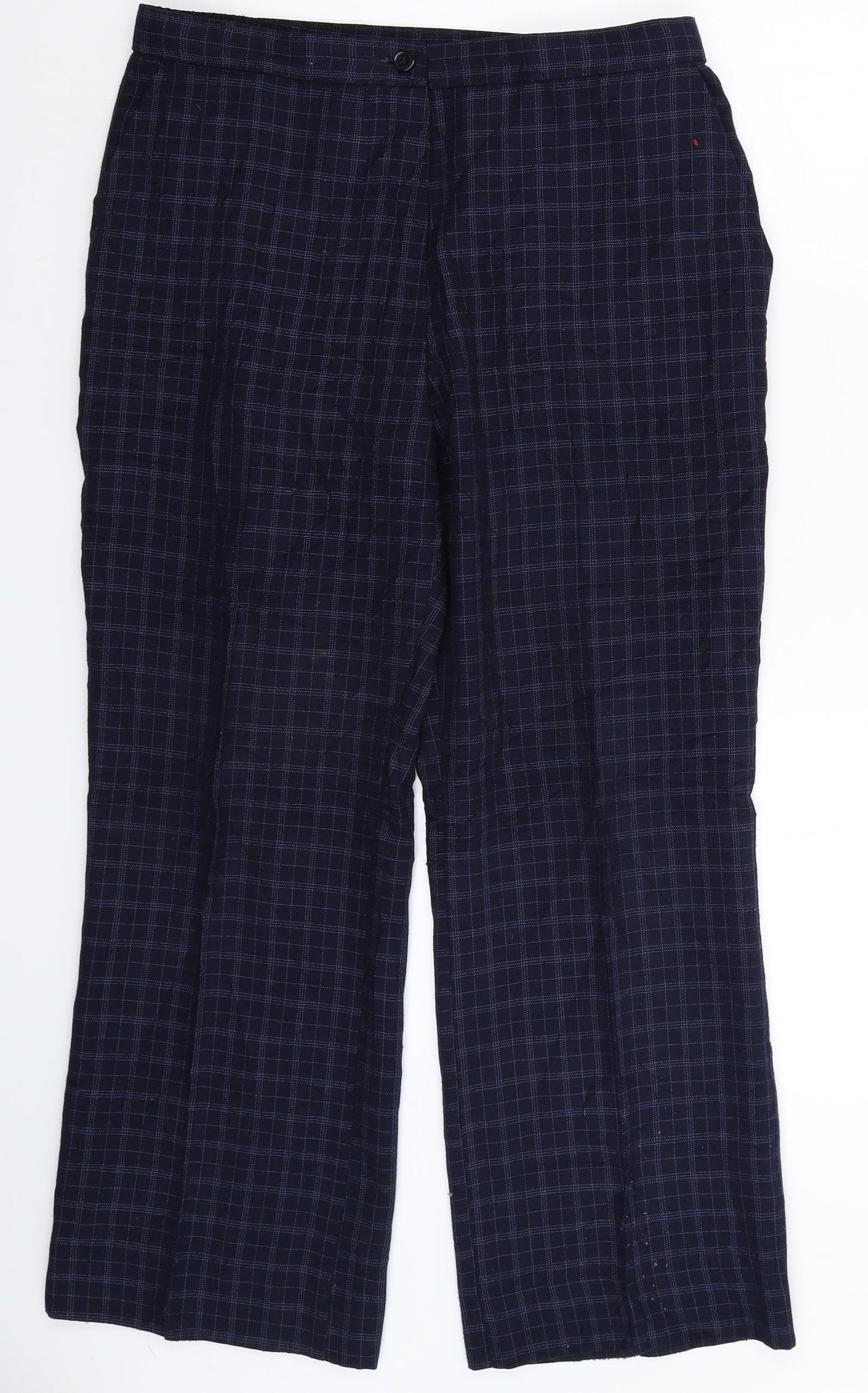 Marks and Spencer Womens Blue Check  Trousers  Size 14 L28 in