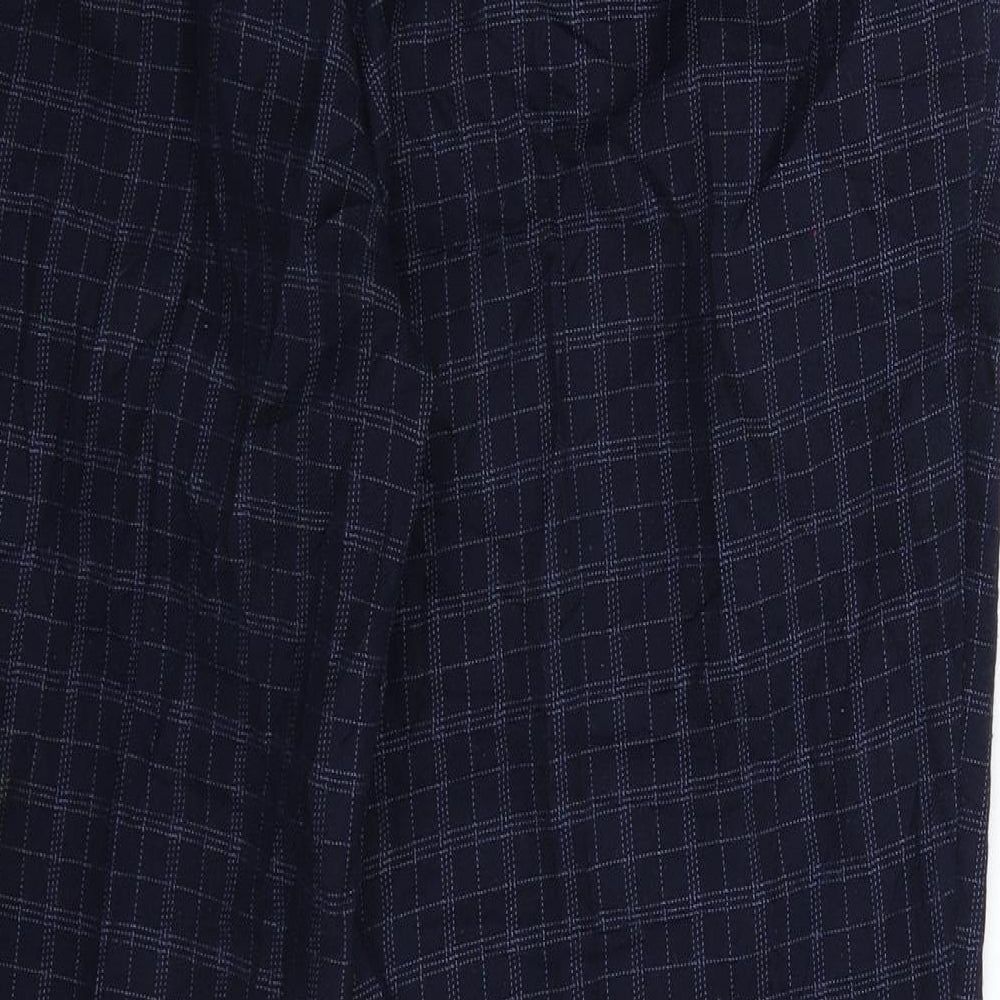 Marks and Spencer Womens Blue Check  Trousers  Size 14 L28 in