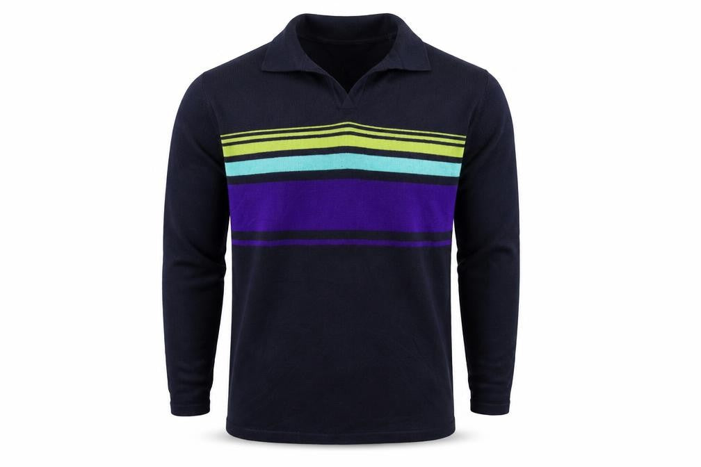 Karen Scott Mens Blue Striped Knit Pullover Jumper Size M