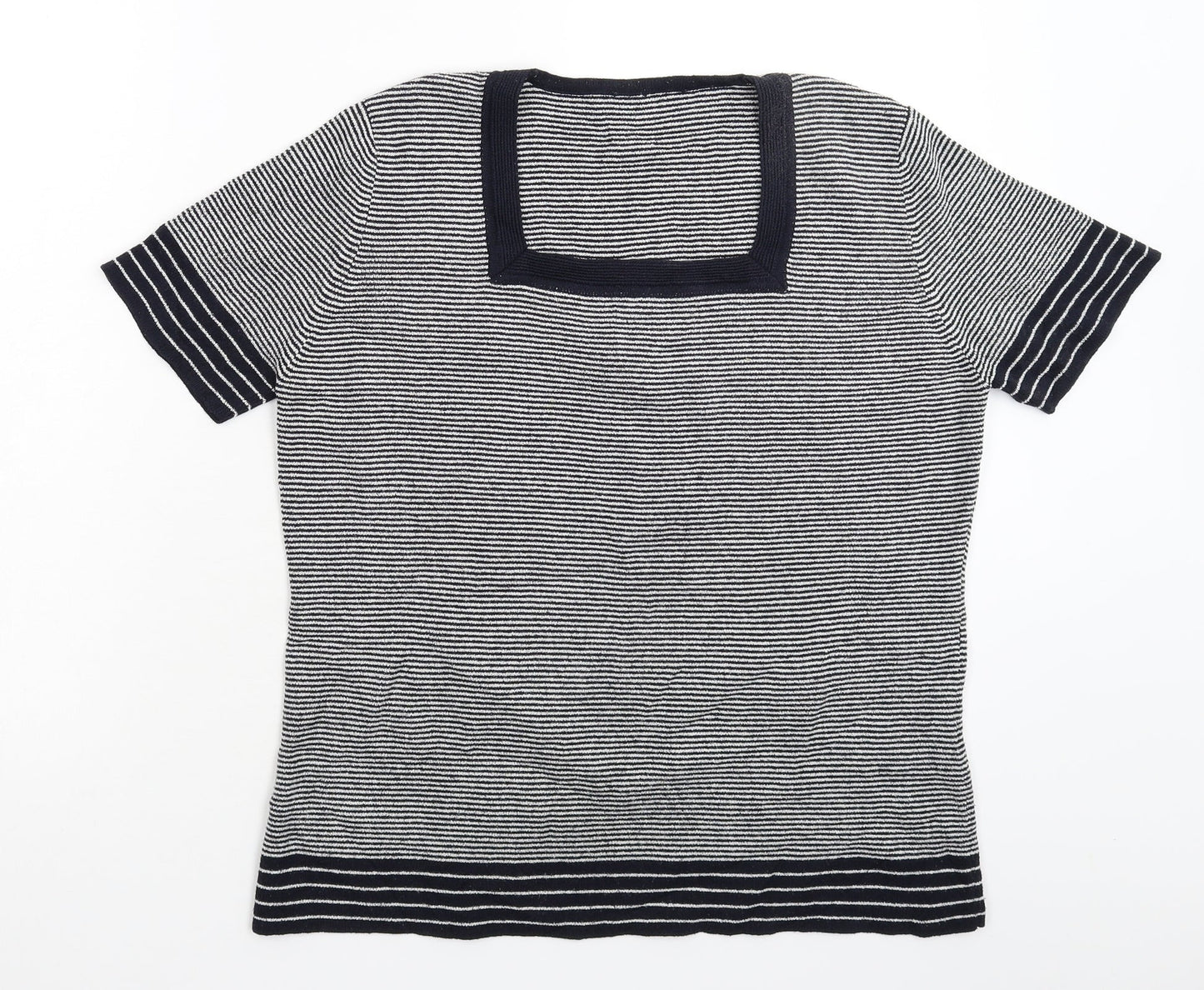 Preworn Womens Blue Striped Knit Pullover Jumper Size 14