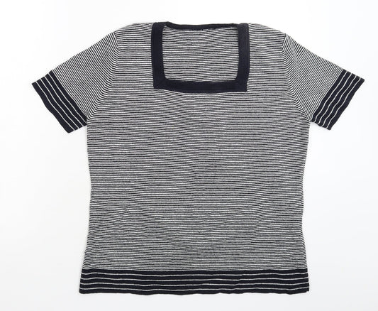 Preworn Womens Blue Striped Knit Pullover Jumper Size 14