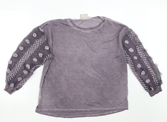Dantelle Womens Purple   Pullover Sweatshirt Size L  - Sheer Sleeves