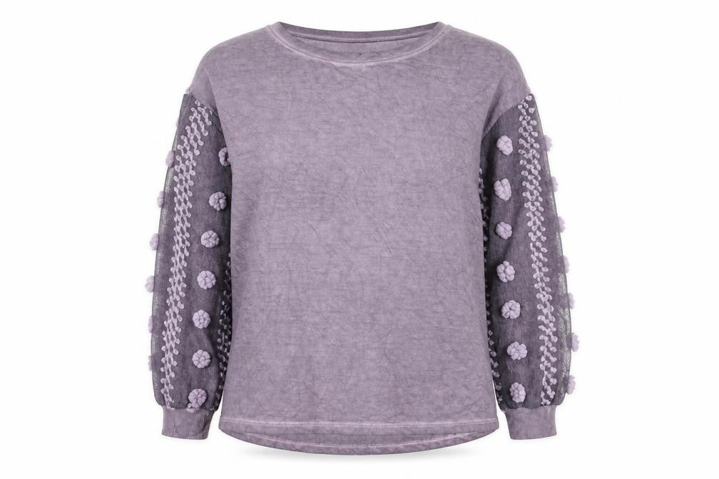 Dantelle Womens Purple   Pullover Sweatshirt Size L  - Sheer Sleeves