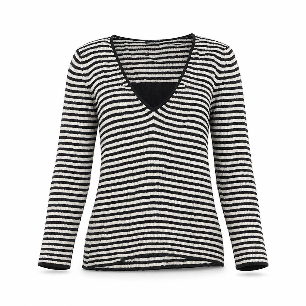 PLANET Womens Black Striped  Pullover Jumper Size XS