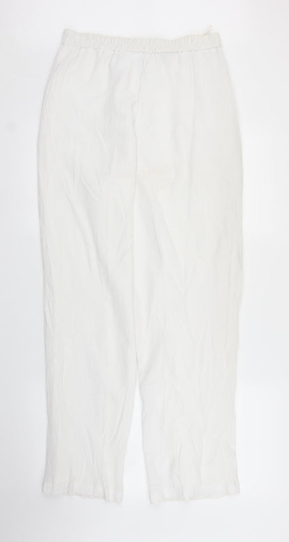 Back view of Canda women’s white bloomer trousers, size UK 12, 29-inch leg