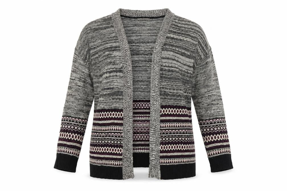Miss Selfridge Womens Grey Geometric  Cardigan Jumper Size 10