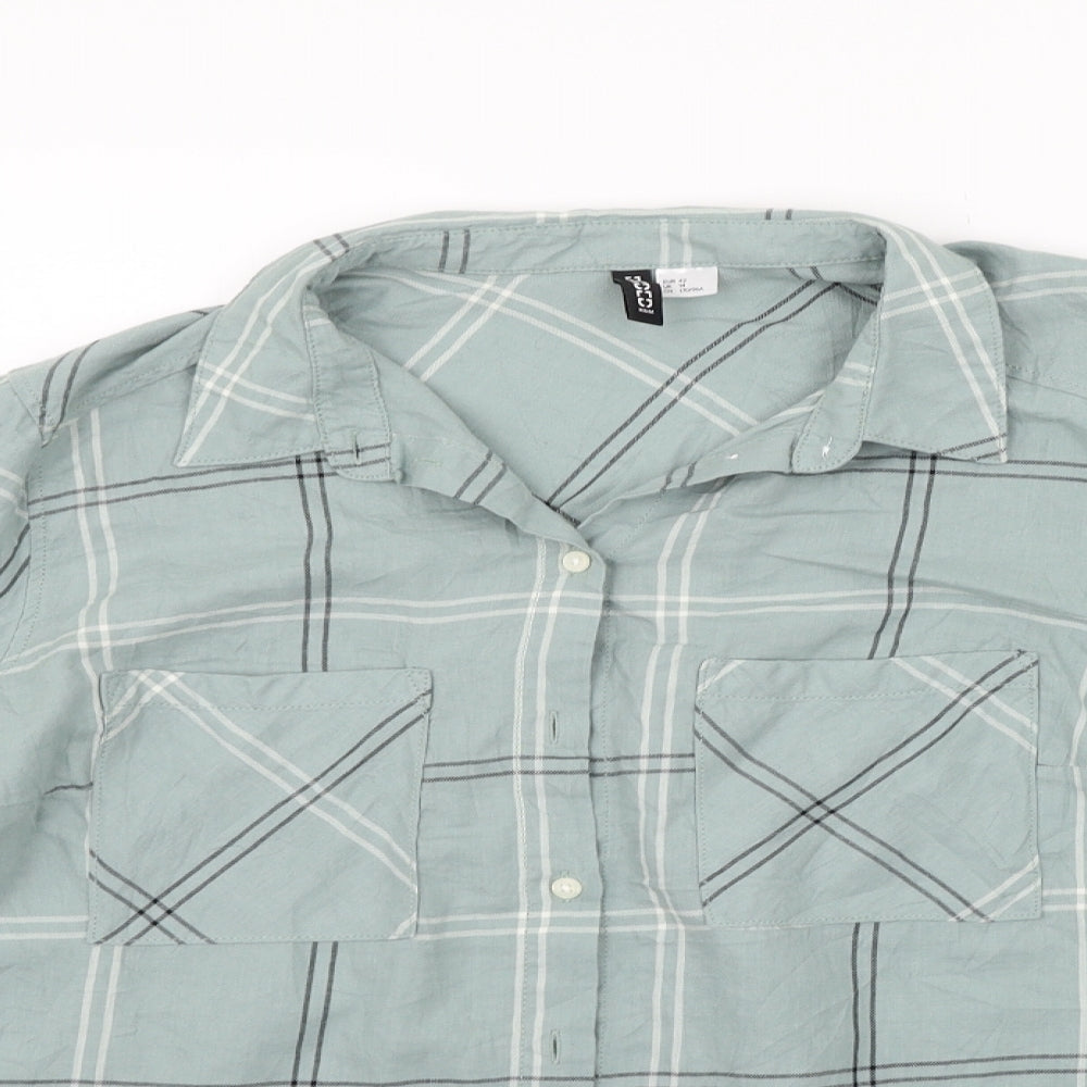 Divided Mens Green Check   Button-Up Size 14